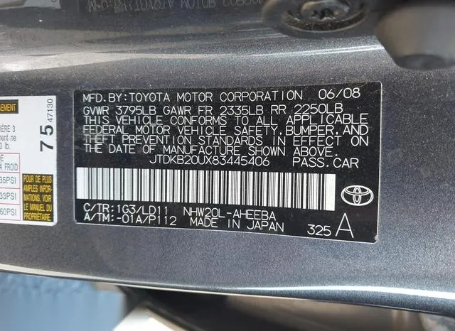 JTDKB20UX83445406 2008 2008 Toyota Prius 9