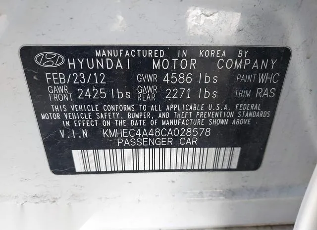 KMHEC4A48CA028578 2012 2012 Hyundai Sonata- Hybrid 9