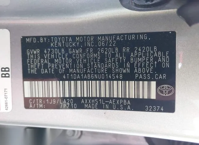 4T1DA1AB6NU014548 2022 2022 Toyota Avalon- Limited Hybrid 9