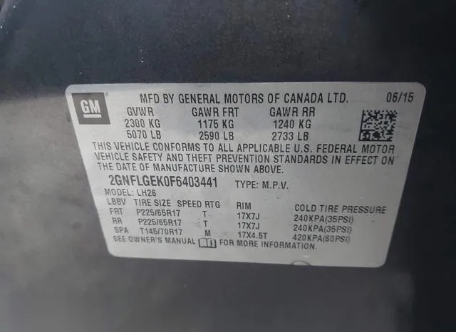 2GNFLGEK0F6403441 2015 2015 Chevrolet Equinox- 2LT 9