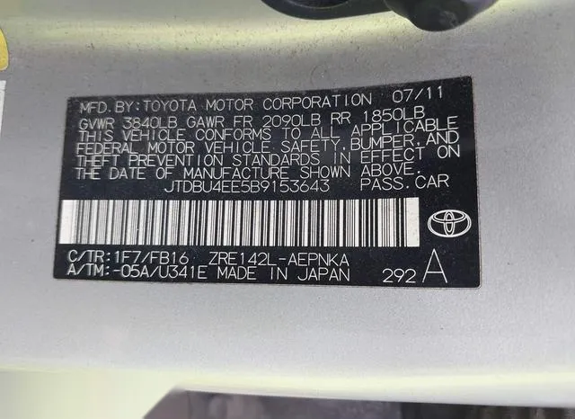 JTDBU4EE5B9153643 2011 2011 Toyota Corolla- LE 9