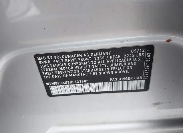 WVWBP7AN8DE533388 2013 2013 Volkswagen CC- 2-0T Sport 9