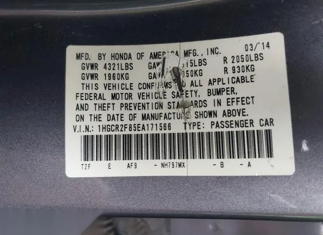 1HGCR2F85EA171566 2014 2014 Honda Accord- Ex-L 9