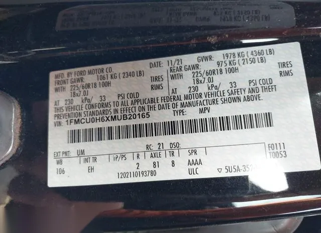 1FMCU0H6XMUB20165 2021 2021 Ford Escape- Sel 9