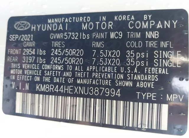 KM8R44HEXNU387994 2022 2022 Hyundai Palisade- Sel 9