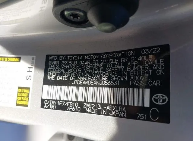 JTDEAMDEXNJ056531 2022 2022 Toyota Corolla- Hybrid Le 9