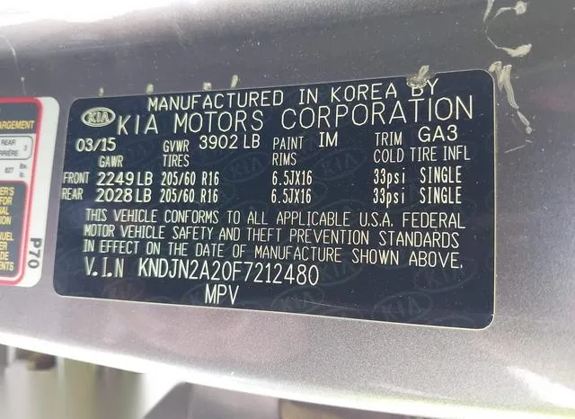 KNDJN2A20F7212480 2015 2015 KIA Soul 9