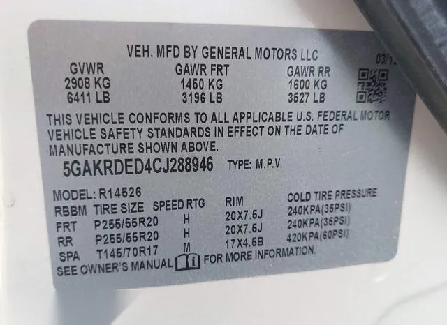 5GAKRDED4CJ288946 2012 2012 Buick Enclave- Premium 9