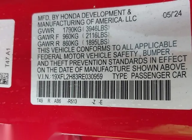 19XFL2H83RE030959 2024 2024 Honda Civic- Sport 9