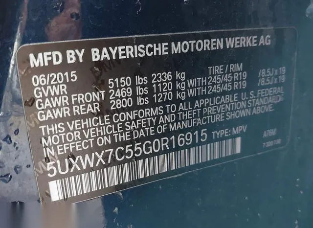 5UXWX7C55G0R16915 2016 2016 BMW X3- Xdrive35I 9