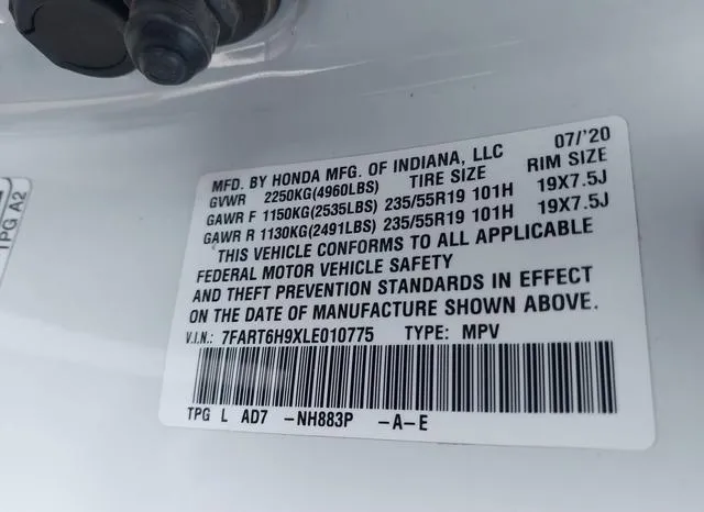 7FART6H9XLE010775 2020 2020 Honda CR-V- Hybrid Touring 9