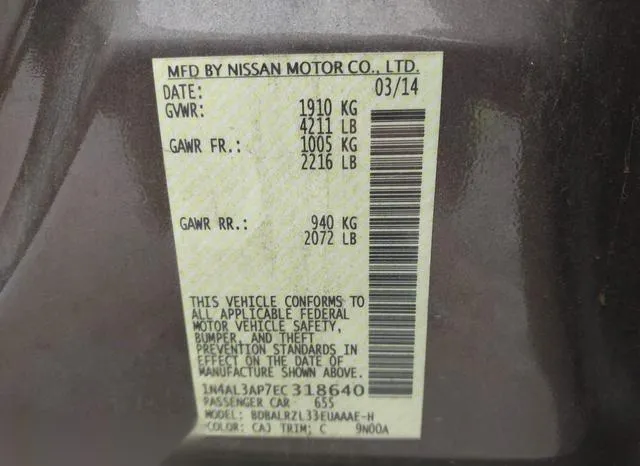 1N4AL3AP7EC318640 2014 2014 Nissan Altima- 2-5 S 9