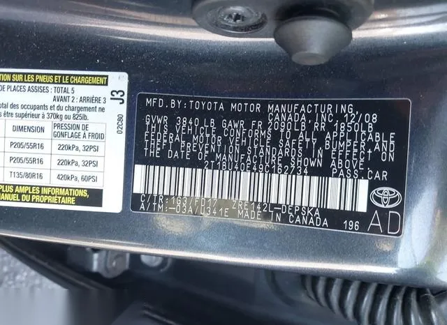 2T1BU40E49C162734 2009 2009 Toyota Corolla- S 9