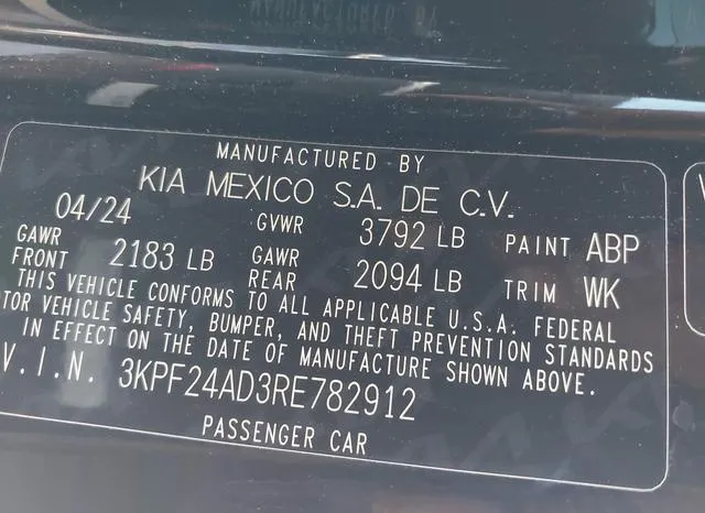 3KPF24AD3RE782912 2024 2024 KIA Forte- Lxs 9