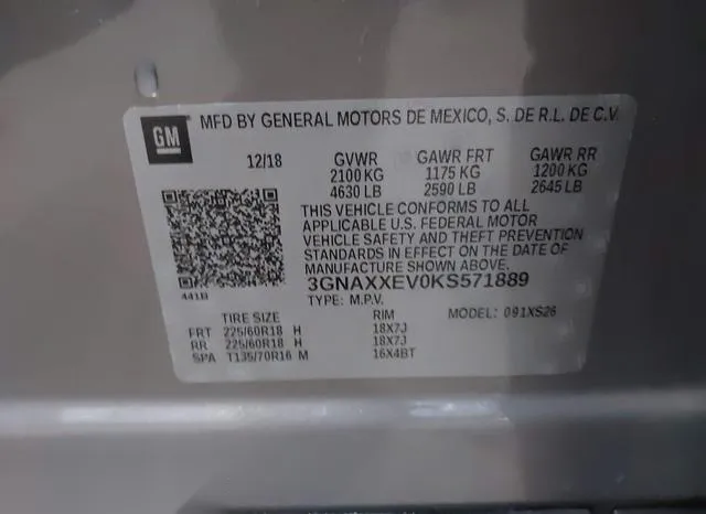 3GNAXXEV0KS571889 2019 2019 Chevrolet Equinox- Premier 9