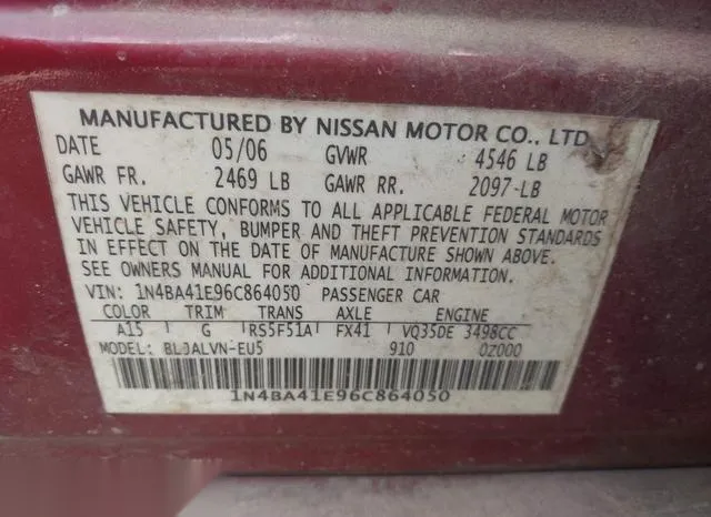 1N4BA41E96C864050 2006 2006 Nissan Maxima- 3-5 SE 9