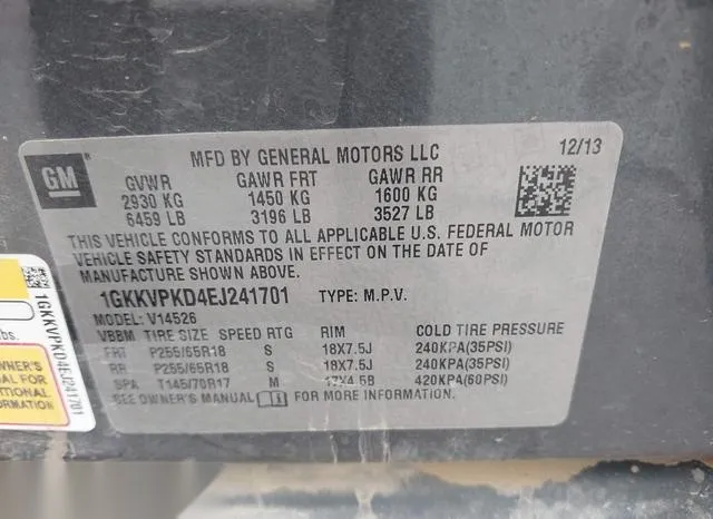 1GKKVPKD4EJ241701 2014 2014 GMC Acadia- Sle-2 9