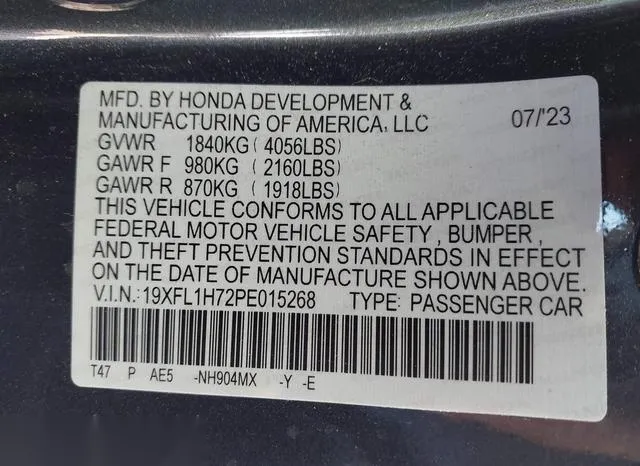 19XFL1H72PE015268 2023 2023 Honda Civic 9