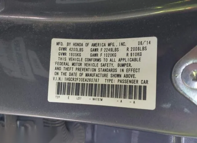 1HGCR2F30EA260787 2014 2014 Honda Accord- LX 9