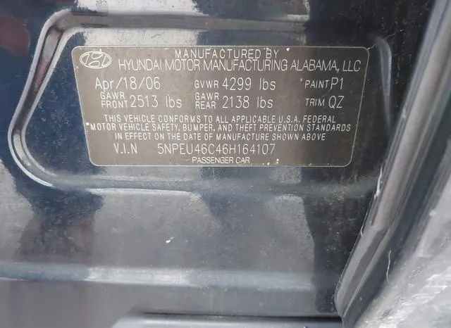 5NPEU46C46H164107 2006 2006 Hyundai Sonata- Gls 9