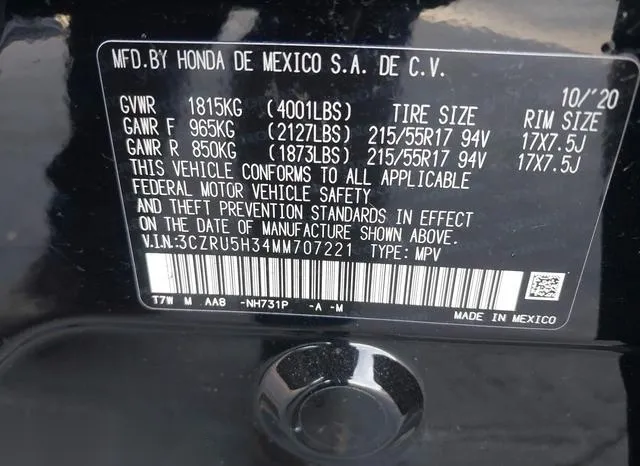 3CZRU5H34MM707221 2021 2021 Honda HR-V- 2Wd Lx 9