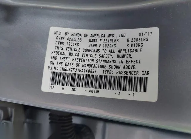 1HGCR2F31HA148858 2017 2017 Honda Accord- LX 9