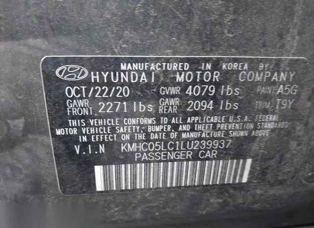 KMHC05LC1LU239937 2020 2020 Hyundai Ioniq- Hybrid Limited 9