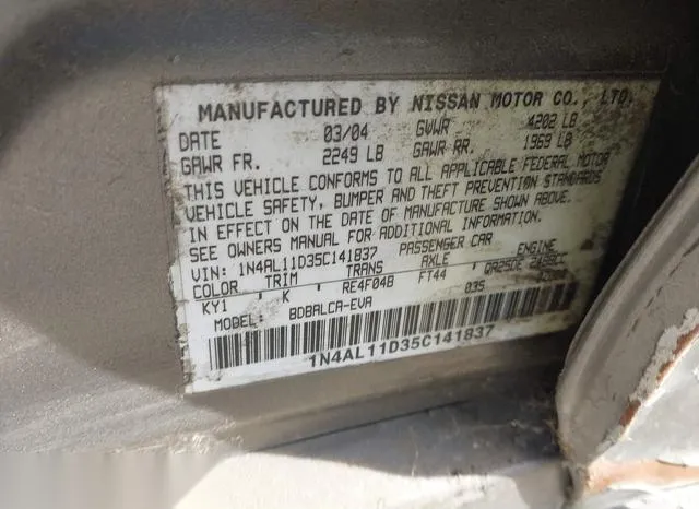 1N4AL11D35C141837 2005 2005 Nissan Altima- 2-5 S 9