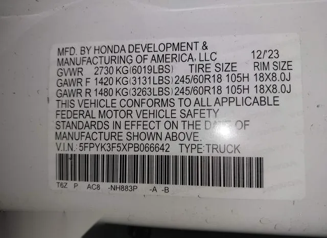 5FPYK3F5XPB066642 2023 2023 Honda Ridgeline- Rtl 9