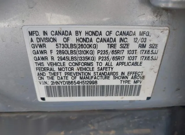 2HNYD18654H512998 2004 2004 Acura MDX 9