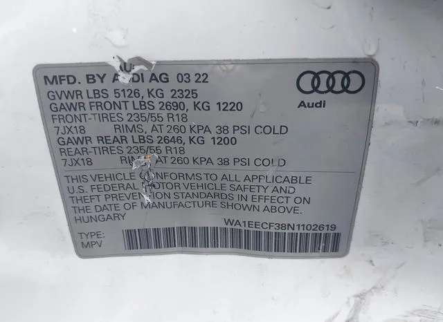 WA1EECF38N1102619 2022 2022 Audi Q3- Premium Plus 45 Tfsi S 9