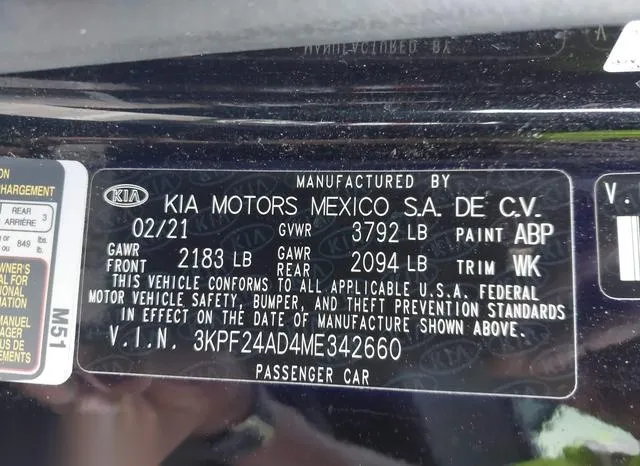 3KPF24AD4ME342660 2021 2021 KIA Forte- Lxs 9