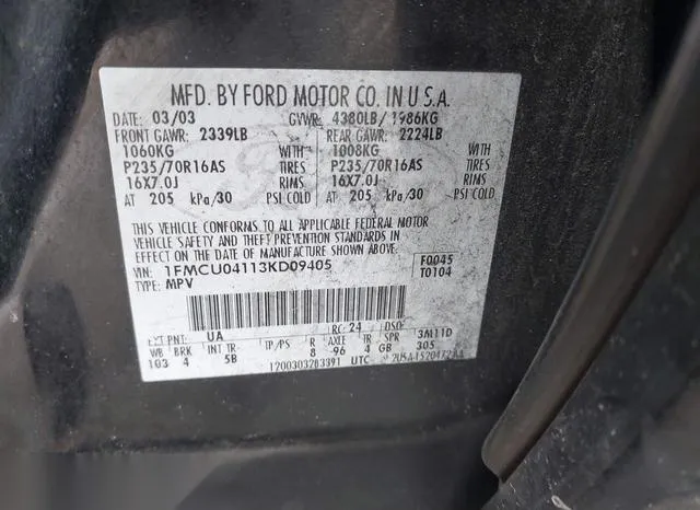 1FMCU04113KD09405 2003 2003 Ford Escape- Limited 9