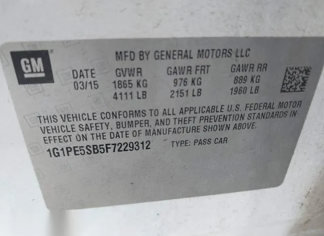 1G1PE5SB5F7229312 2015 2015 Chevrolet Cruze- 2Lt Auto 9