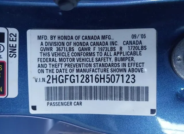 2HGFG12816H507123 2006 2006 Honda Civic- EX 9