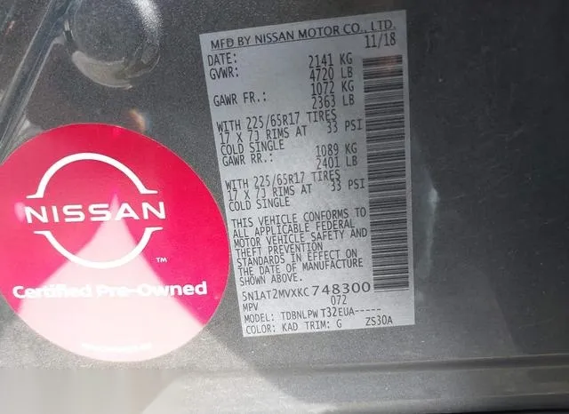 5N1AT2MVXKC748300 2019 2019 Nissan Rogue- S 9