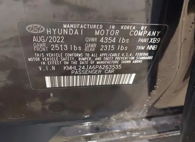 KMHL24JA6PA263535 2023 2023 Hyundai Sonata- SE 9