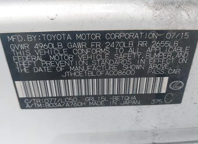 JTHCE1BL0FA008600 2015 2015 Lexus GS- 350 9