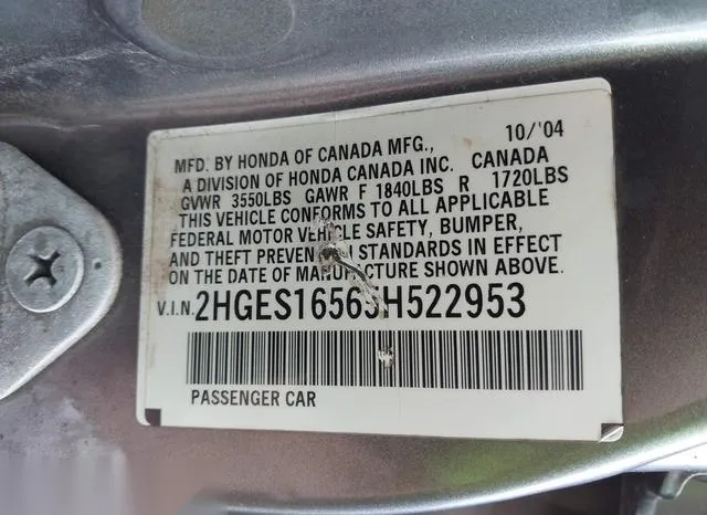 2HGES16565H522953 2005 2005 Honda Civic- LX 9