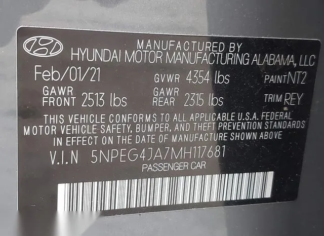 5NPEG4JA7MH117681 2021 2021 Hyundai Sonata- SE 9