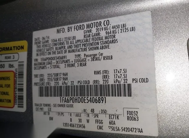 1FA6P0HD0E5406891 2014 2014 Ford Fusion- SE 9