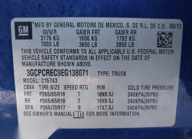 3GCPCREC9EG138071 2014 2014 Chevrolet Silverado 1500- 1LT 9