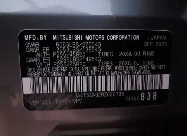 JA4T5WA92RZ020736 2024 2024 Mitsubishi Outlander- Phev Sel S- 9