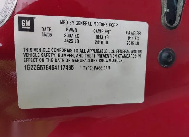 1G2ZG578464117436 2006 2006 Pontiac G6 9