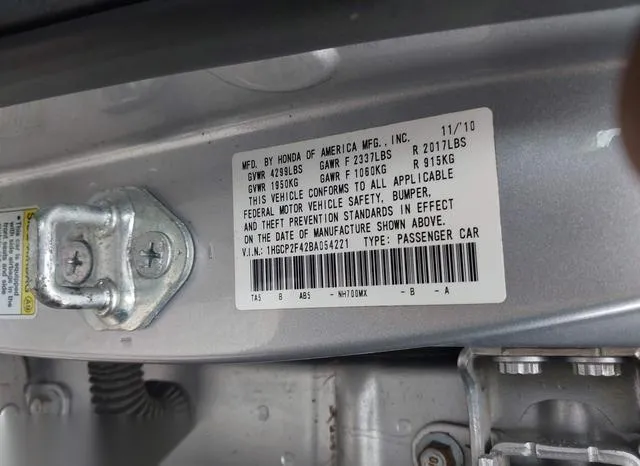 1HGCP2F42BA054221 2011 2011 Honda Accord- 2-4 Lx-P 9