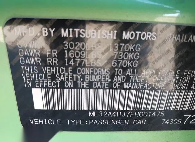 ML32A4HJ7FH001475 2015 2015 Mitsubishi Mirage- ES 9