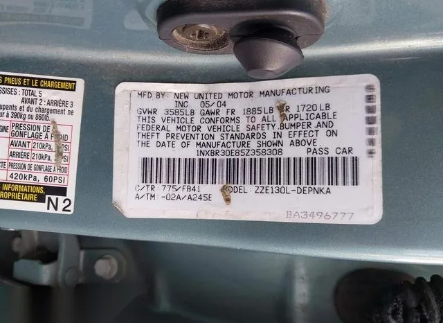 1NXBR30E85Z358308 2005 2005 Toyota Corolla- LE 9