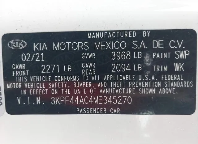 3KPF44AC4ME345270 2021 2021 KIA Forte- GT 9