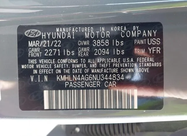 KMHLN4AG6NU344834 2022 2022 Hyundai Elantra- Sel 9