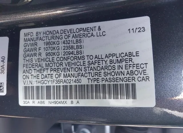 1HGCY1F35RA021450 2024 2024 Honda Accord- EX 9